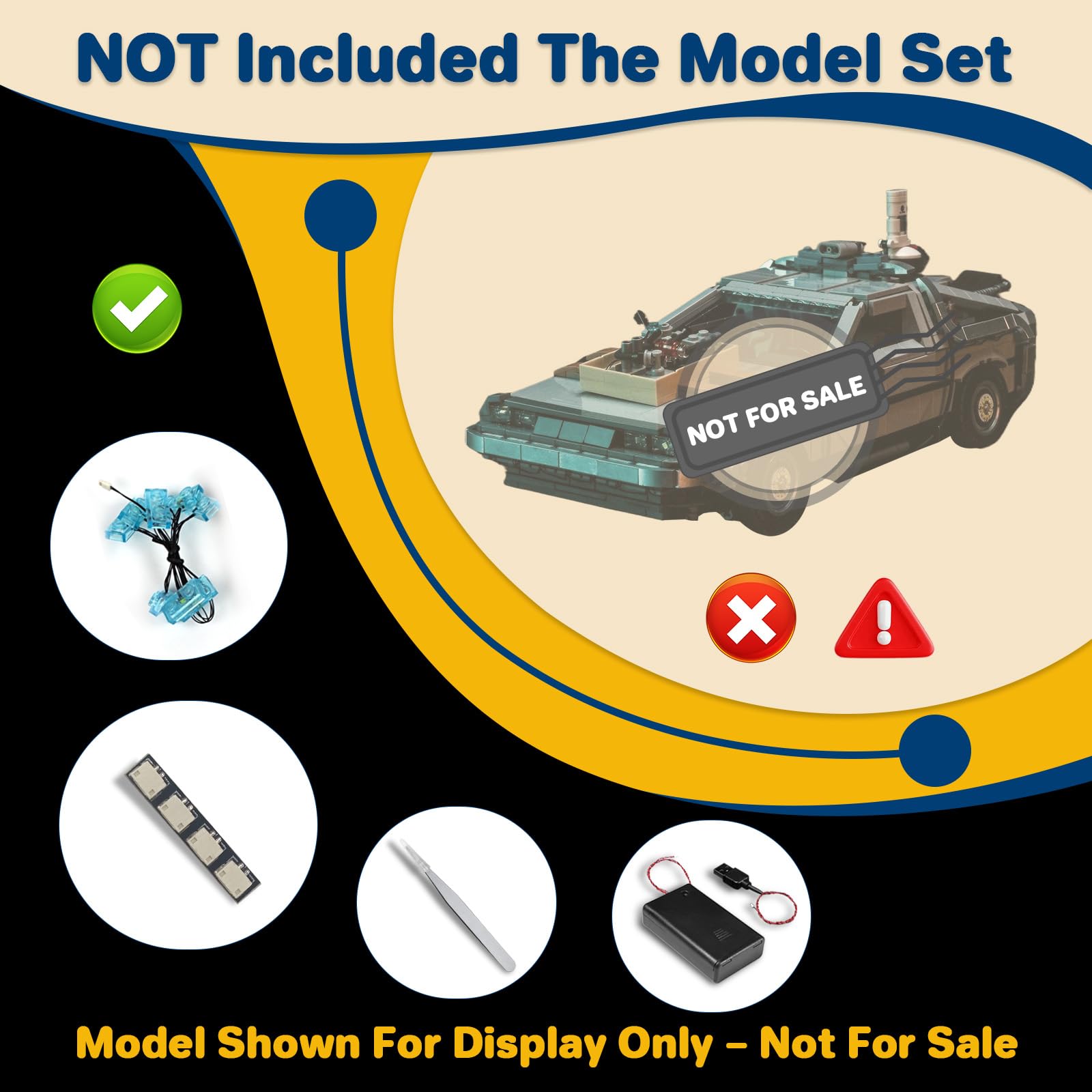 LocoLee RC Led Light Set Compatible with Lego 10300 Back to the Future Time Machine Light Decoration Lighting Kit Compatible with Lego 10300 Building Blocks Model,Only Lights Set,No Model - Image 2