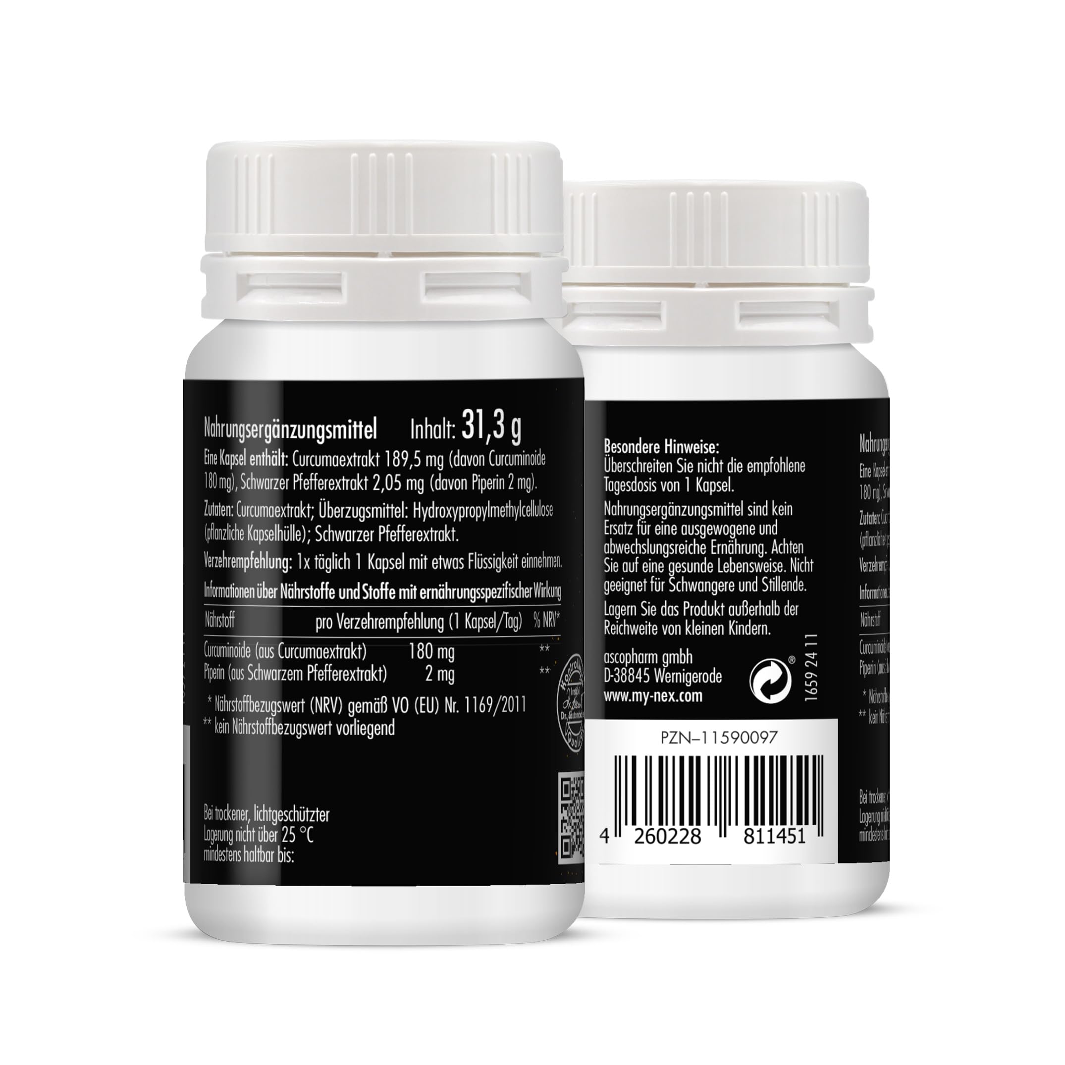 NEX Curcuma Pro Kapseln | 180 mg Curcuminoide aus Curcumaextrakt mit 2 mg Piperin | hochkonzentrierter Pflanzenstoff | vegan, rein & ohne Zusatzstoffe | ideal für tägliche Anwendung | 120 Kapseln (3)