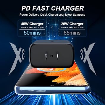 Samsung Super Fast Charger, 45W USB-C Super Fast Charging Wall Charger & 6.6ft C Cable for Samsung Galaxy S25 Ultra/S25/S25+/S24 Ultra/S24/S24+/S23 Ultra/S23/S23+/S22 Ultra/S22+/Note10/20