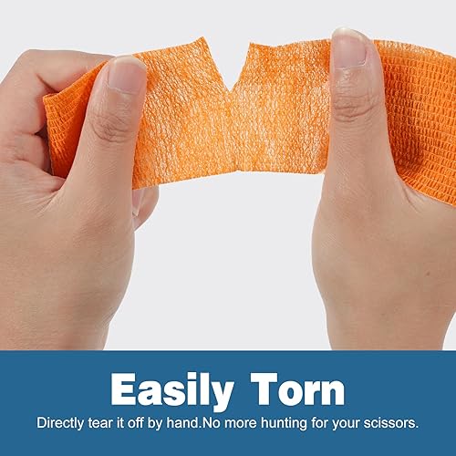 Miniatura 6 de Paquete de 12 vendajes autoadhesivos, 2 pulgadas x 5 yardas, cinta de tobillo, cinta elástica cohesiva, cinta atlética