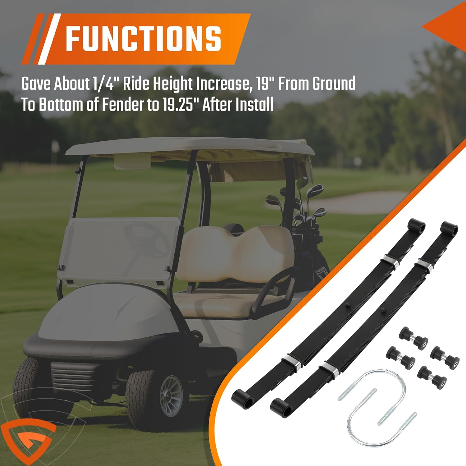 Golf Cart Heavy Duty 4-Leaf Rear Leaf Spring Kit fit for Club Car Precedent/Onward/Tempo 2004-up, with Bushings Sleeves U Bolts, Replaces# 102509301 102513001