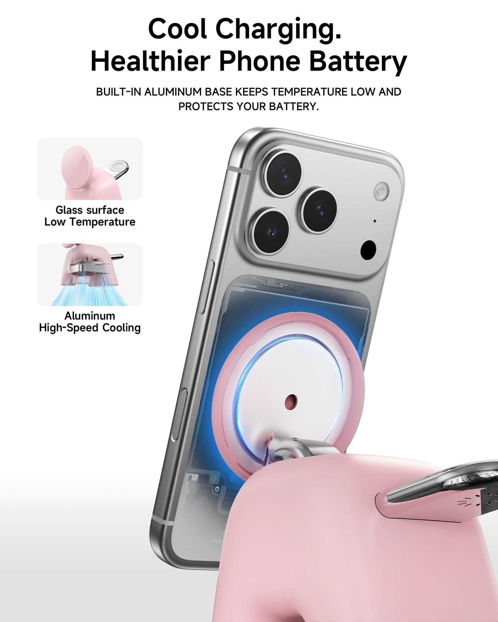 AOK-AOK Faltbare kabellose Ladestation, 15 W Schnellladestation für iPhone 17, 16, 15, 14, 13, 12 Pro Max, Apple Watch und Airpods, 2-in-1-Ladegerät für Zuhause/Büro