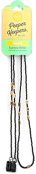 Peeper Keepers Eyeglass Beads Retainer Chain Holder (Beige Wood, 1 pack)