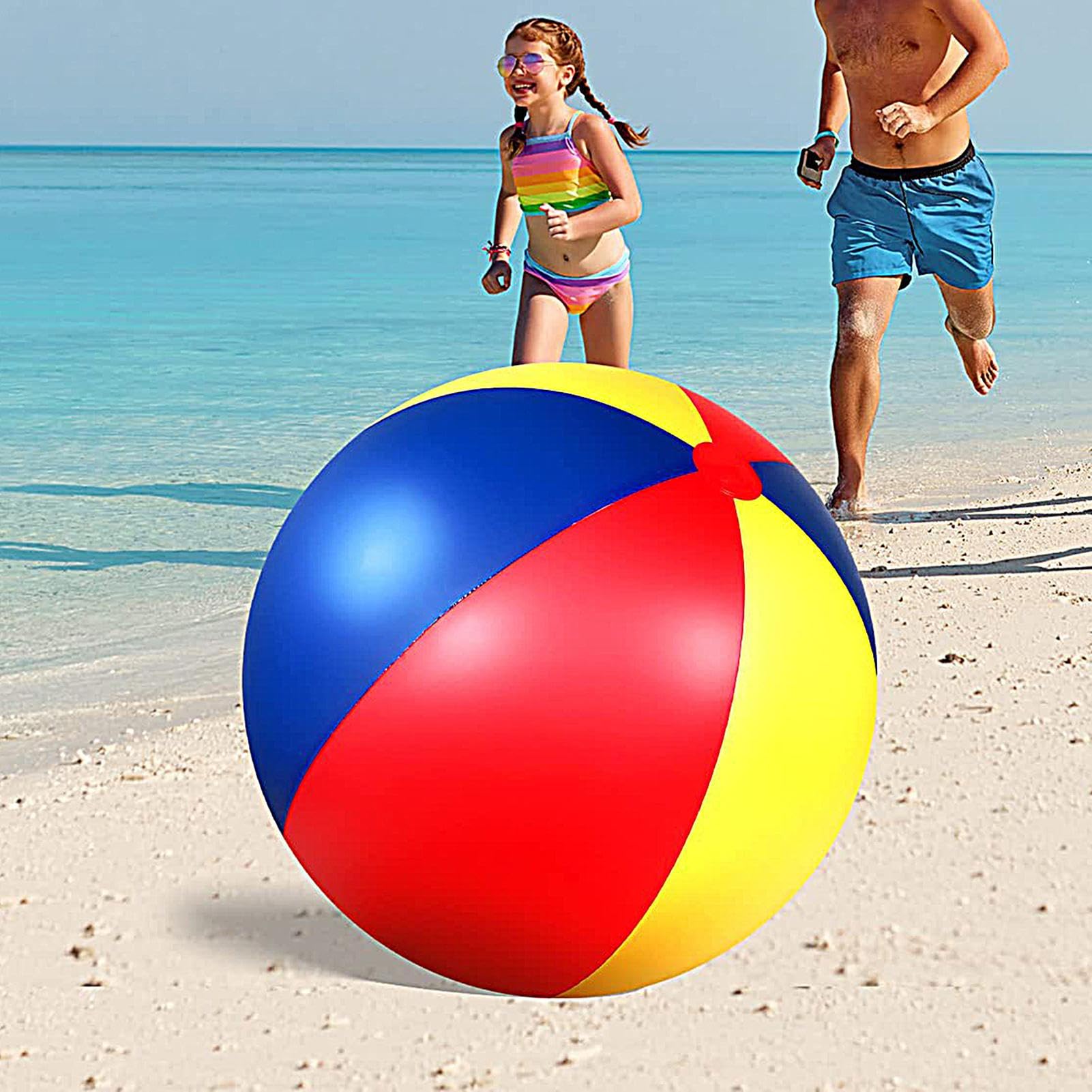 Aufblasbares Wasserball - Große Poolbälle, Strandball Aufgeblasen | Wasserball für Pool, PVC Schwimmbälle, Poolparty Geschenke, Bunte Große Regenbogenkugel für Kinder, Kleinkinder, Sommerpool-Spa