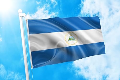 Miniatura 2 de DMSE Nicaragua Nicaraguans Nicaragüenses Nica Nicoya Pinolero Bandera española 3 x 5 pies 100% poliéster 100D resistente a los rayos UV (3 pies x 5