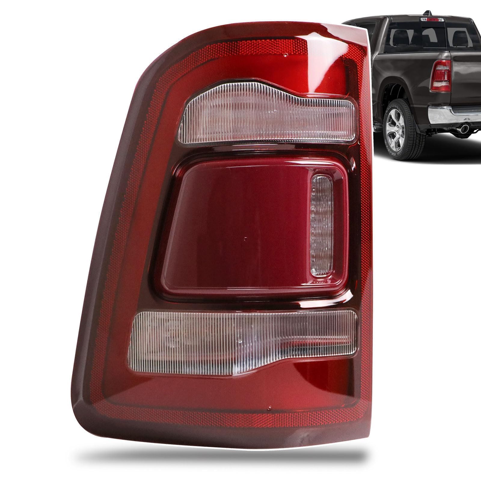 Photo 1 of Lathsy LED Tail Light Red Cover with Blind Spot Compatible With 2019-2023 Dodge Ram 1500 Left Driver Side Replace 68262531AH