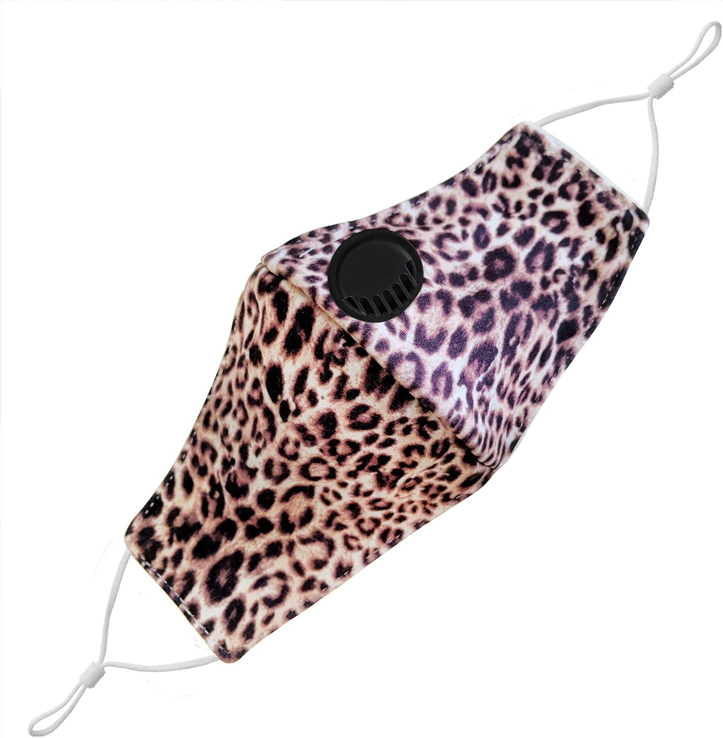 Washable Vent Face Mask with Adjustable Ear Loops and nose wire - 3 Layers, 100% Cotton Inner Layer - Cloth Reusable Face Protection with Filter Pocket -Suitable for Indoor & Outdoor (Cheetah)