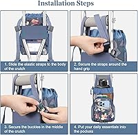 Vista 7 de FINPAC Bolsa de accesorios para muletas, organizador de almacenamiento resistente al agua, con soporte para bebidas y bolsa con cremallera