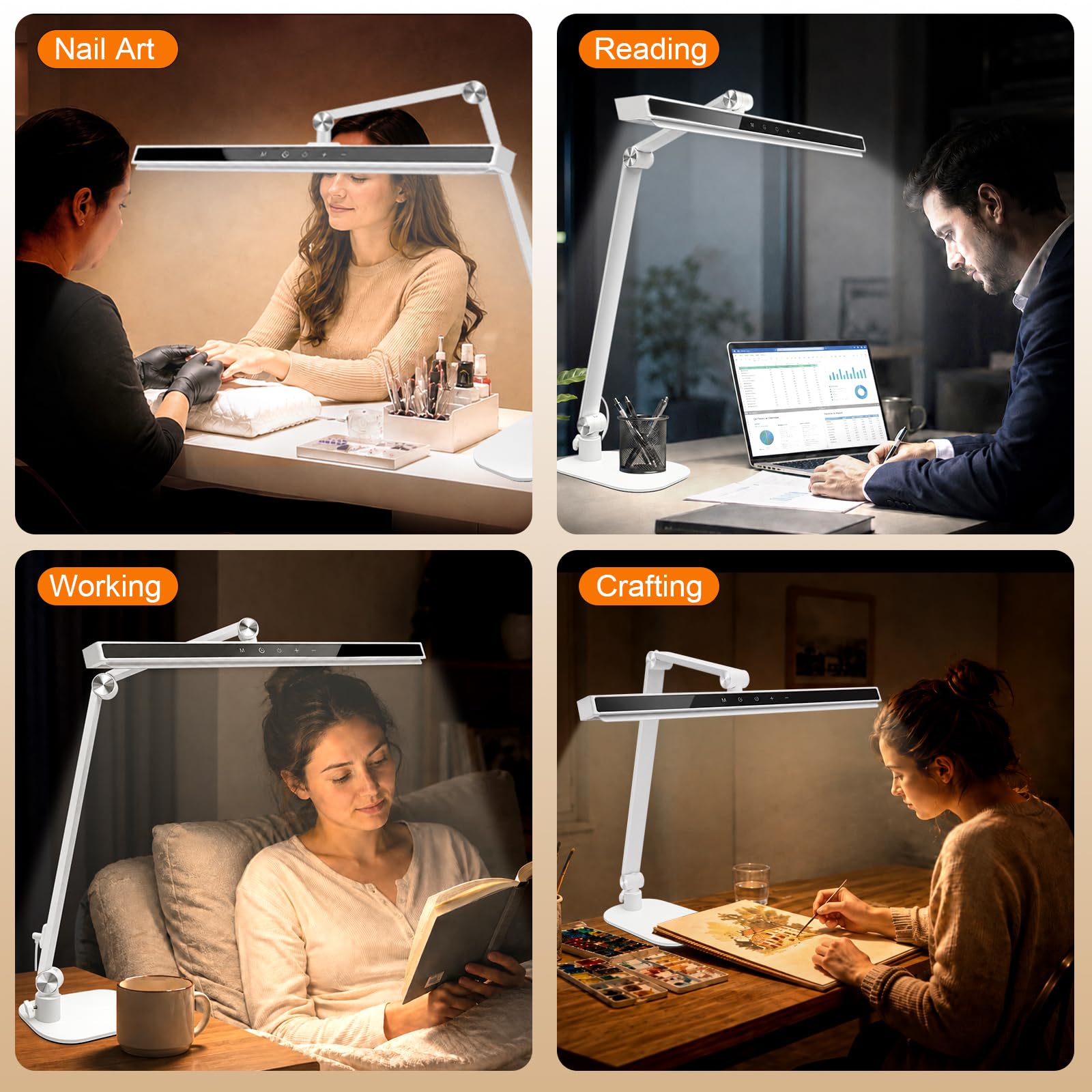 CGBE Lampe Onglerie Table LED Anti-éblouissante, IRC 95, Minuteur 30/60 min