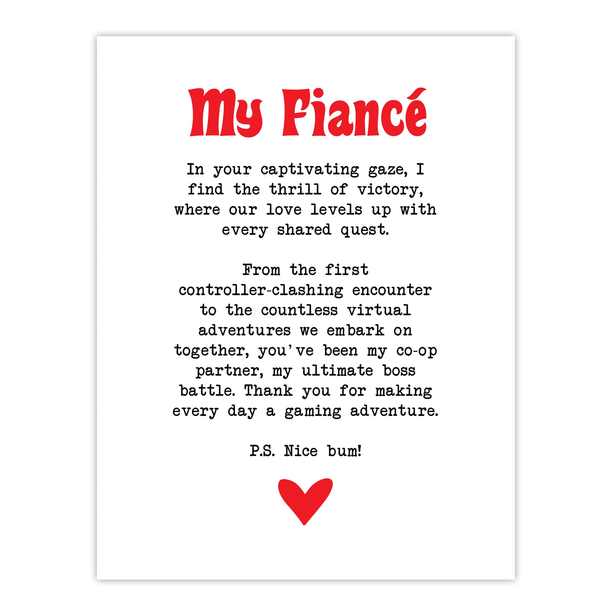 Artery8 Love Poem Gamer Nerd Fiancé Romantic Poetry Fun Bedroom Large Wall Art Poster Print Thick Paper 18X24 Inch