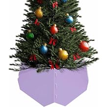 Lavender Purple Christmas Tree Collar Tree Box Stand Cover,Pure Color Modern Minimalist Art Artificial/Pencil/Silm/Skinny Tree Ring 4 Packs Collapsible Tree Skirt for Christmas Xmas Tree,14.5"x10"