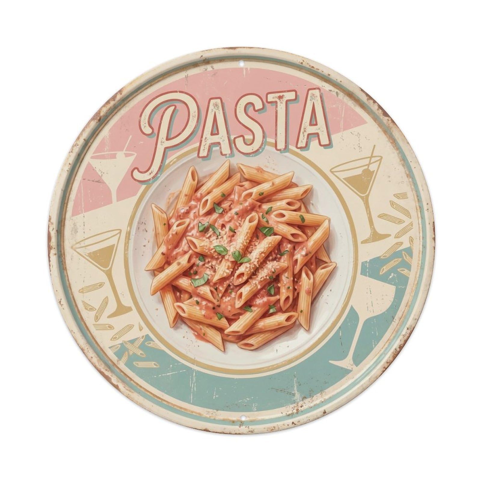 Mediterranean Cuisine Italian Pasta Heritage Diner Metal Tin Sign