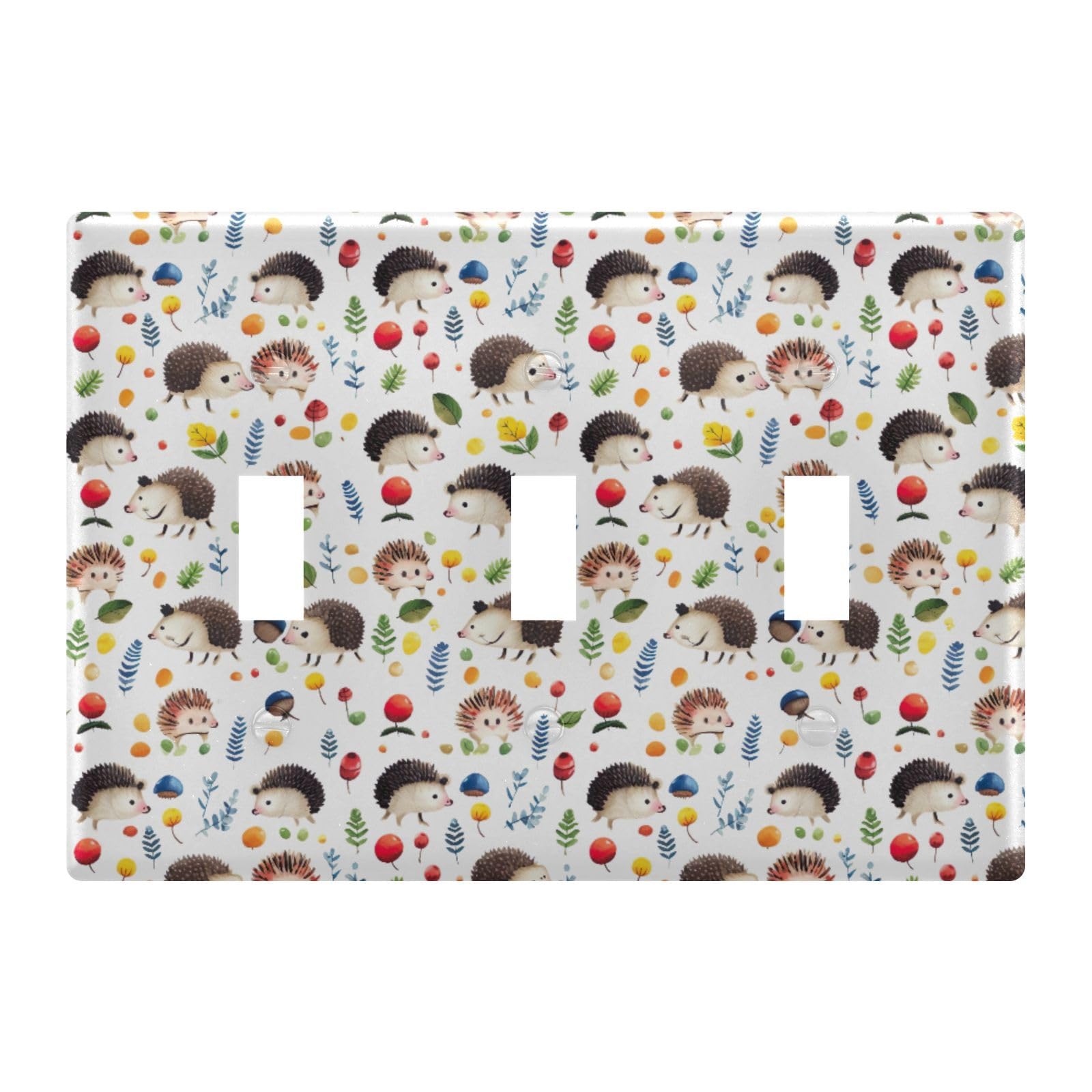 Light Switch Cover Hedgehog Wall Plates for Electrical Outlets 3 Gang 202a8492
