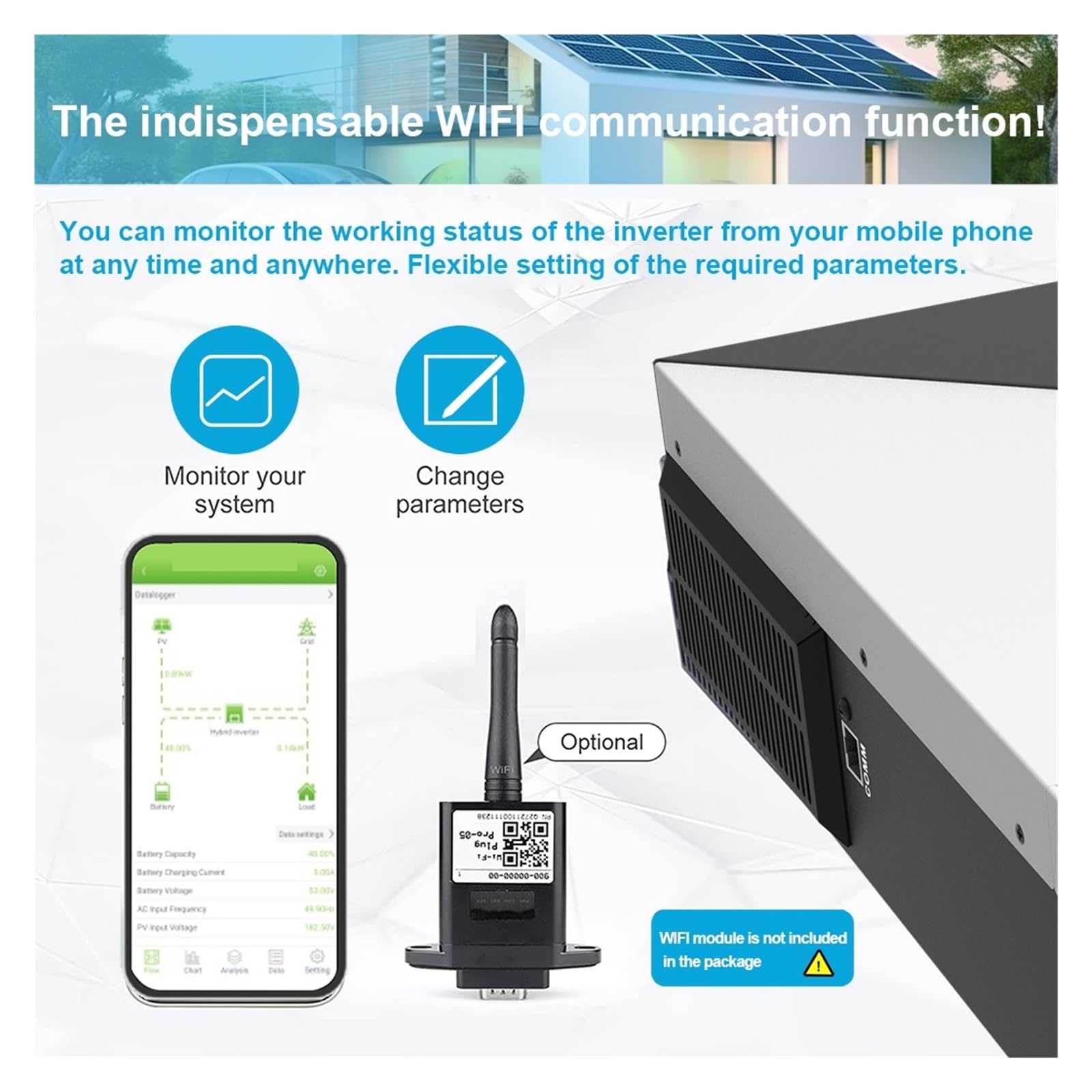4.2KW On/Off-Grid Solar Hybrid Inverter 24VDC MPPT 140A Ładowarka Słoneczna Maksymalna Moc PV 6200W Wejście Z Komunikacją WIFI Stabilny Niezawodny Kompleksowe Zastosowanie(MPPT-4.2KW)