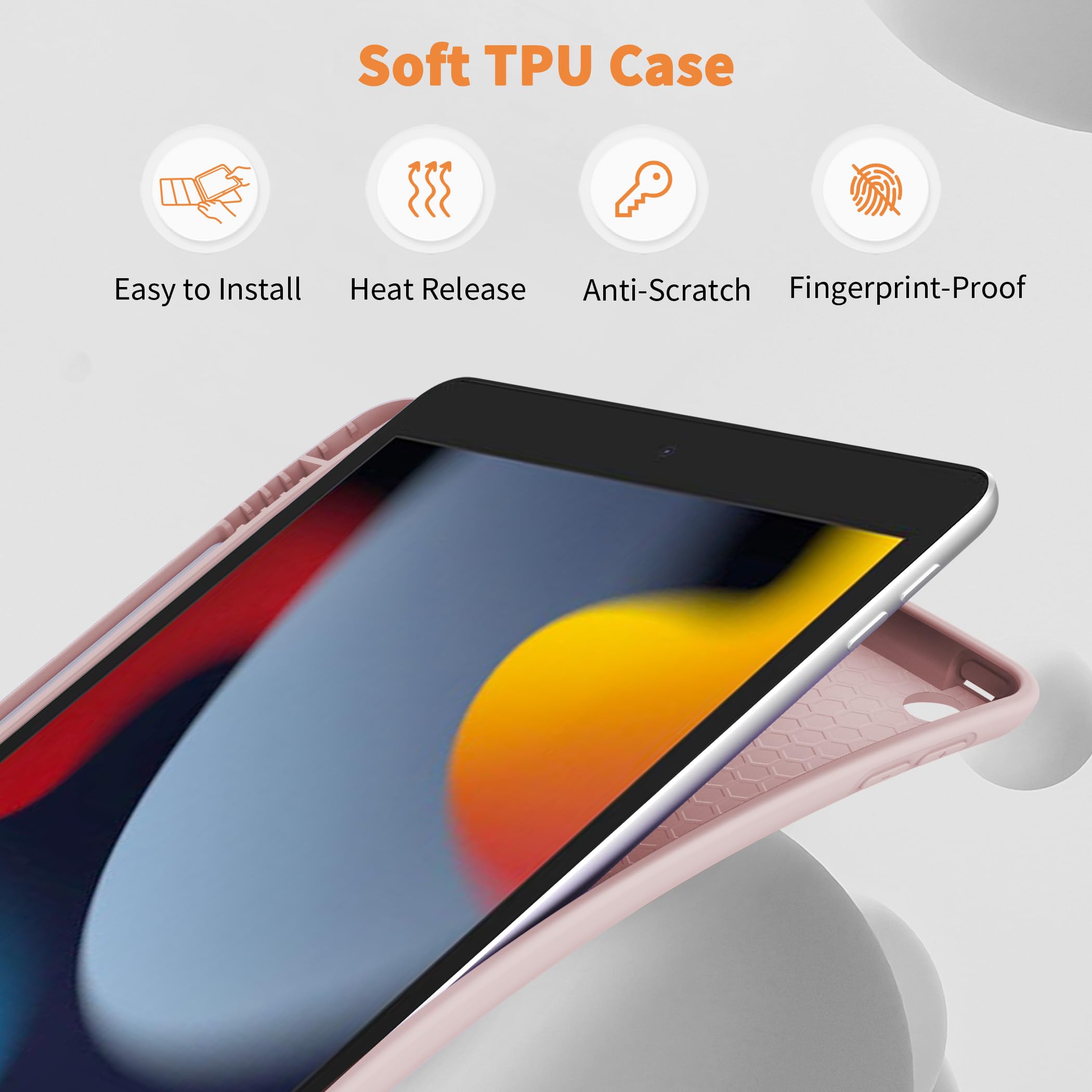 CACOE Cover Custodia Compatibile con iPad 9a Generazione 2021/iPad 8a Gen 2020/iPad 7a Gen 2019, Leggero Cover Protettivo Supporto con Pencil Holder per iPad 10.2 Auto Sveglia Sonno,Rosa