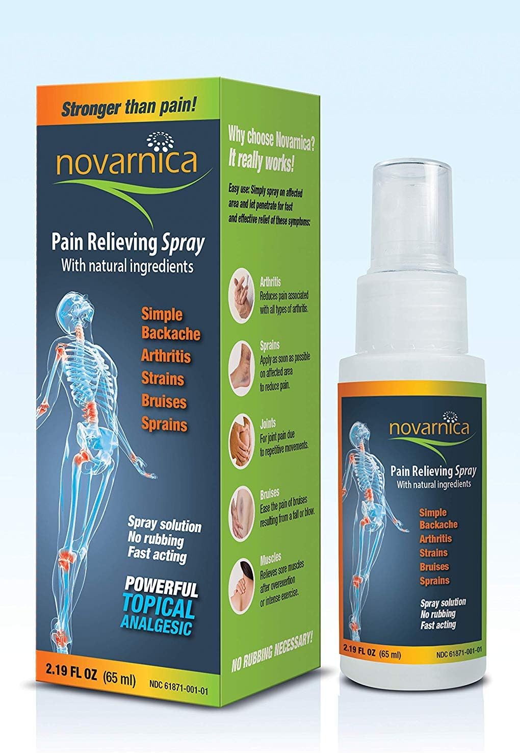 pain reliever spray made with natural ingredients, Instant relief for arthritis, joint pain, osteoarthritis, sport injuries, back pain, muscle pain, sprains, strains and bruises (2.19 Fl Oz)