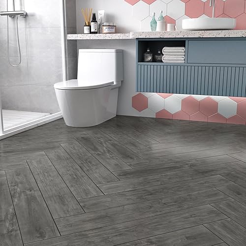 Miniatura 5 de Azulejos de suelo de madera para despegar y pegar, azulejos de vinilo para despegar y pegar, 6 x 36 pulgadas, azulejos autoadhesivos de vinilo