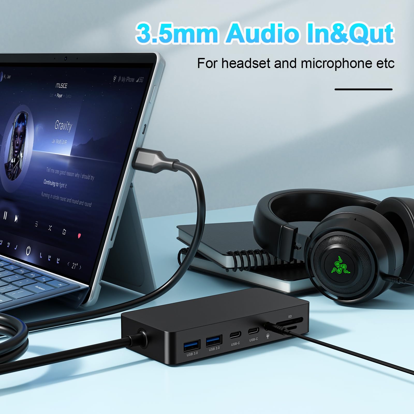 New Surface Thunderbolt 4 Dock Triple Displays 4K@60Hz HDMI+USB C+DP Compatible Surface Pro 12/11/10/9/8/X/7+/7, Surface Laptop 7/6/5/4/3, Surface Go 4/3/2/1, Surface Laptop Go 3/2/1, Surface Book 3/2 — view 8