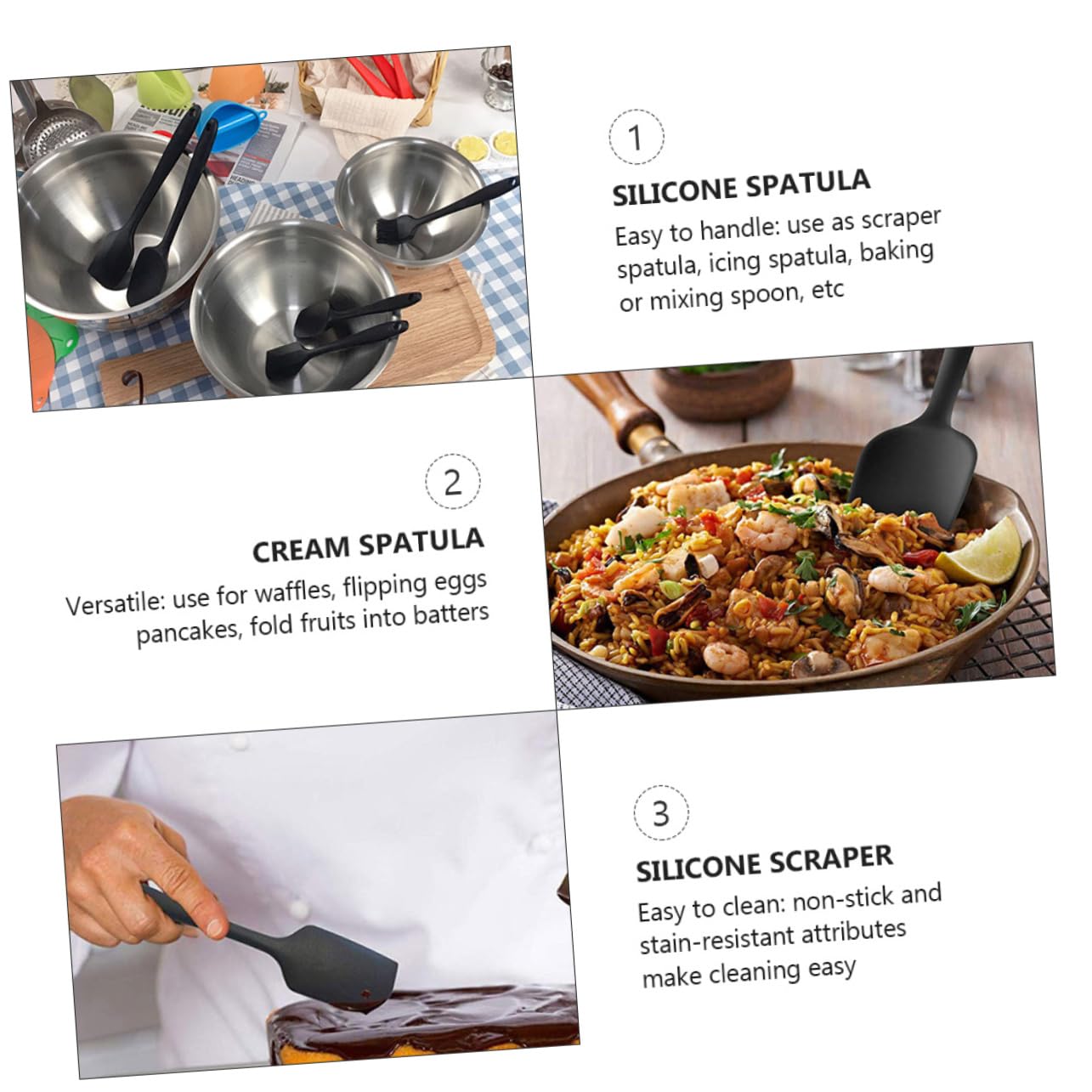 IMIKEYA 1set Utensili da Cucina Silicone Spatole Flessibili per Torte e Strumenti da Forno Resistenti al Calore e Non Appiccicosi
