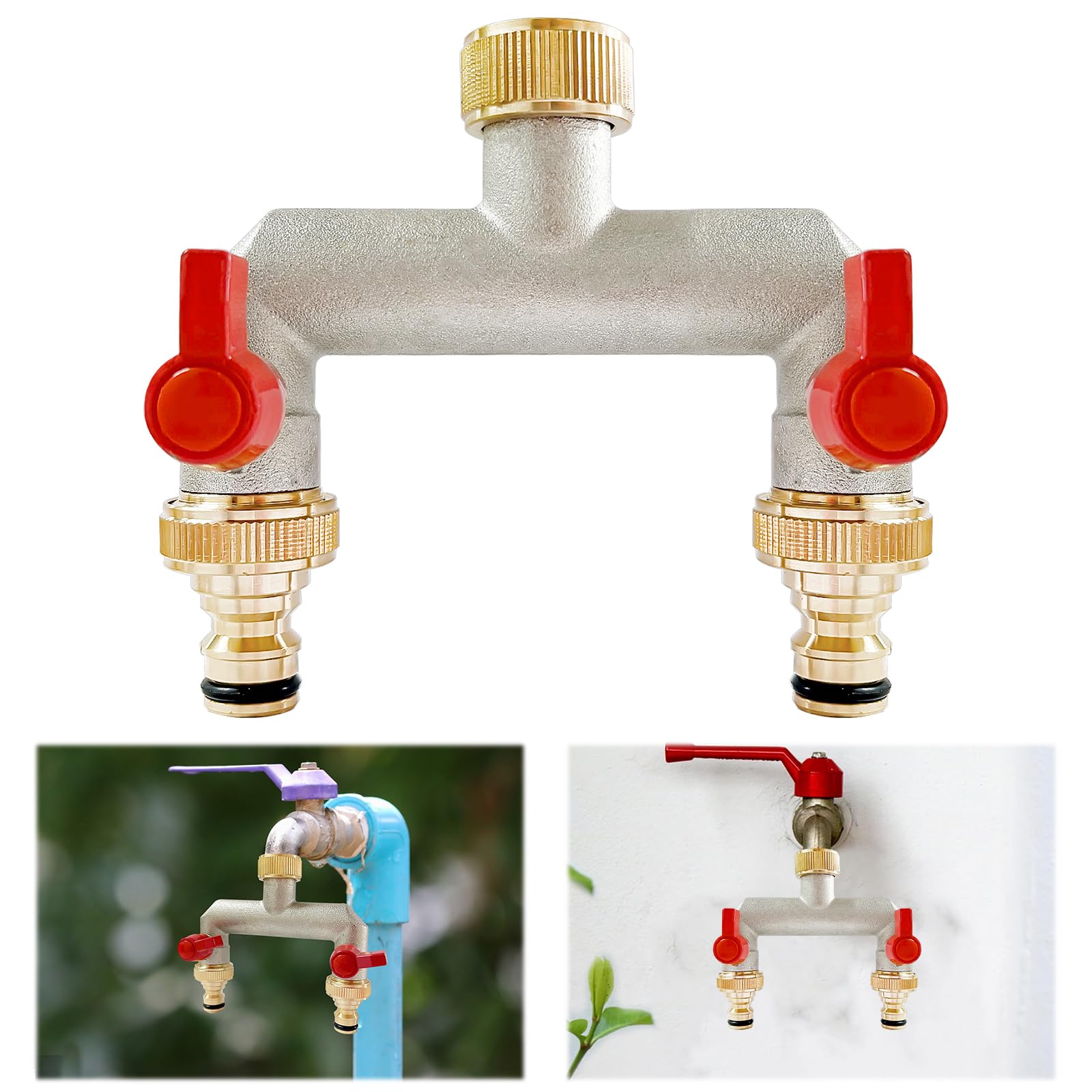 Vie in Ottone Distributore di Collegamento Dell'acqua in Ottone da 3/4 Pollici con Valvola a Sfera per la Regolazione e la Chiusura del Flusso D'acqua (2)