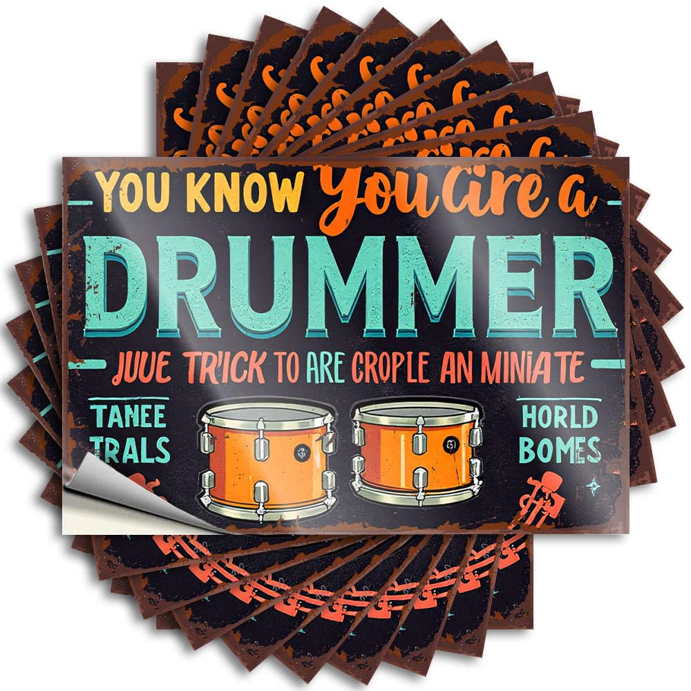 Decal Plastic, Standing Hard You Know You're A Drummer When Your Drumsticks Become Best Friends | Front Door Decor(6X9CM)