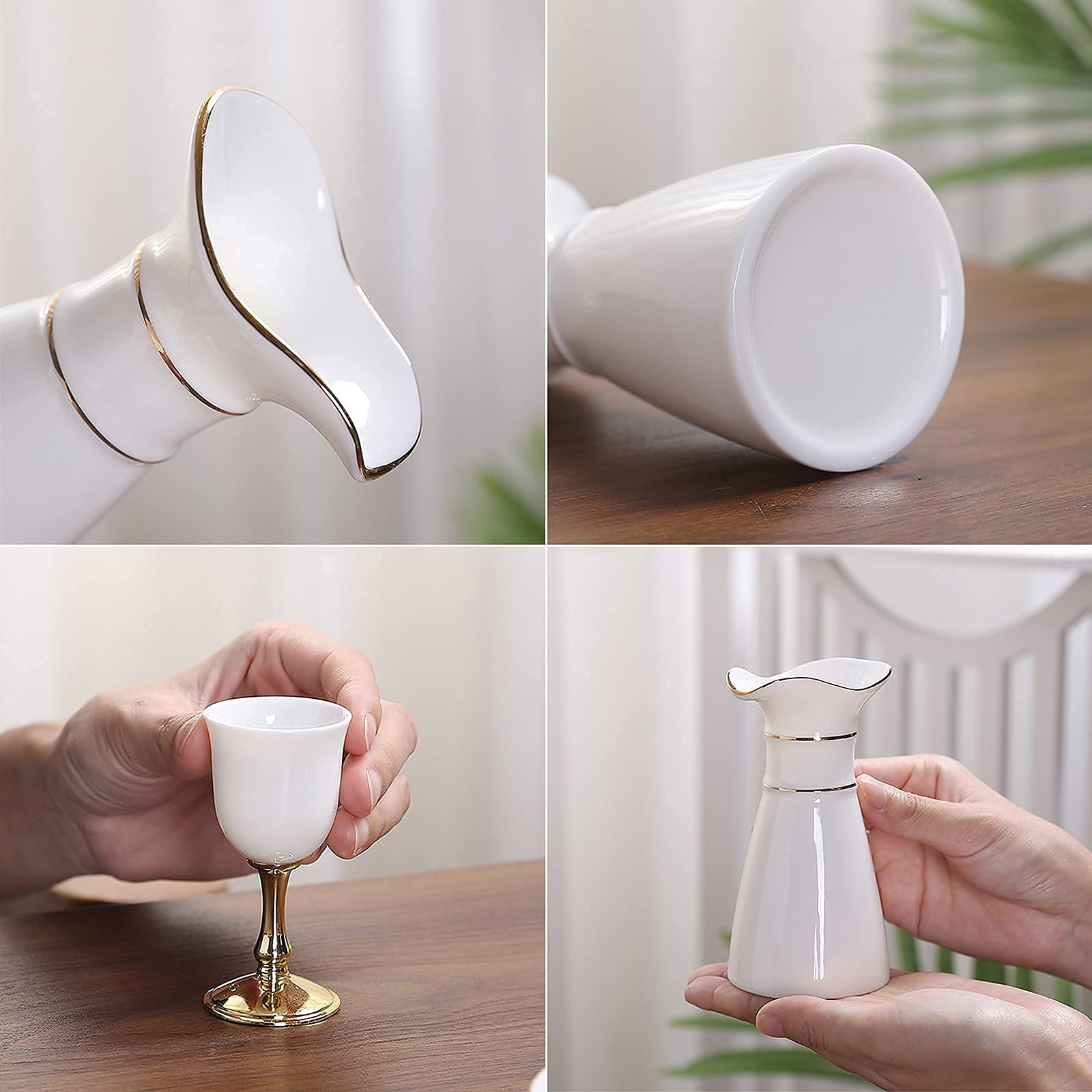 Juego de sake de diseño moderno japonés, olla para sake, taza de sake moderna utilizada para fiestas en casa y grandes regalos, tazas de sake + olla para sake + embalaje de caja de regalo, blanc