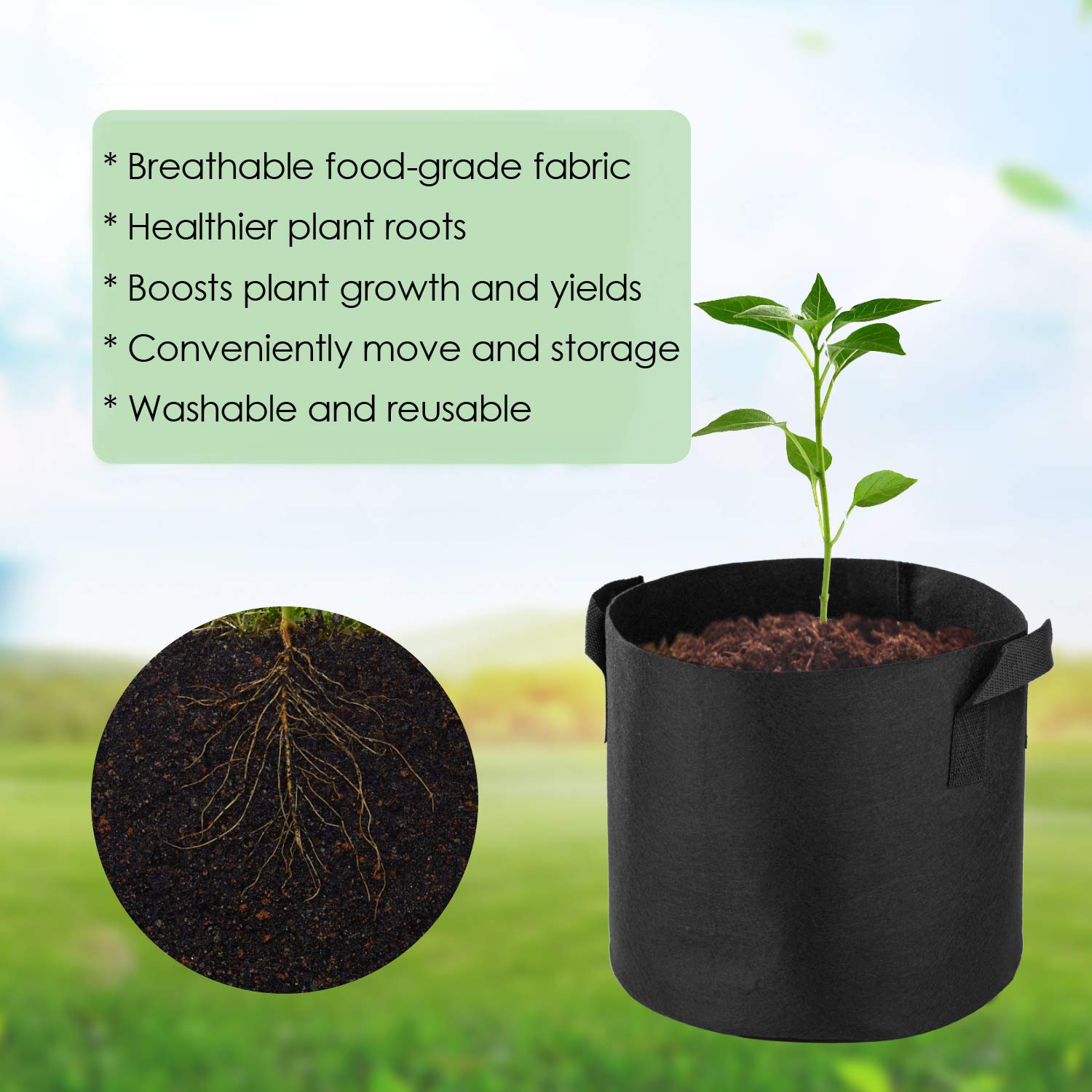 12er-Pack 25 Gallonen Grow Bags Heavy Duty Container Thickened Nonwoven Fabric Plant Pots with Handles