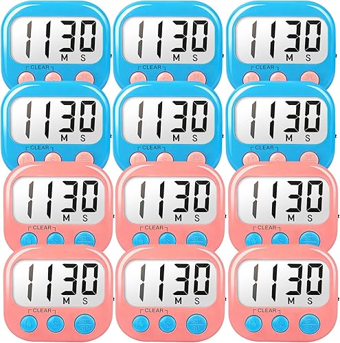 Miniatura 27 de Temporizadores de aula para profesores y niños, temporizador digital magnético grande, suministros para profesores, paquete de 12, azul y verde