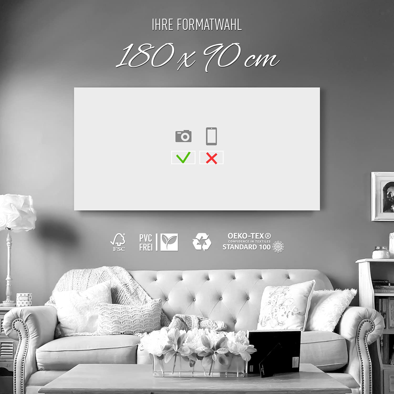 Eigenes Foto auf Leinwand drucken 180x90cm Leinwandbild auf 4cm Keilrahmen | Aus Ihrem Lieblingsfoto wird ein einzigartiges Wandbild – individuell gefertigt als persönliche Dekoration oder Geschenk