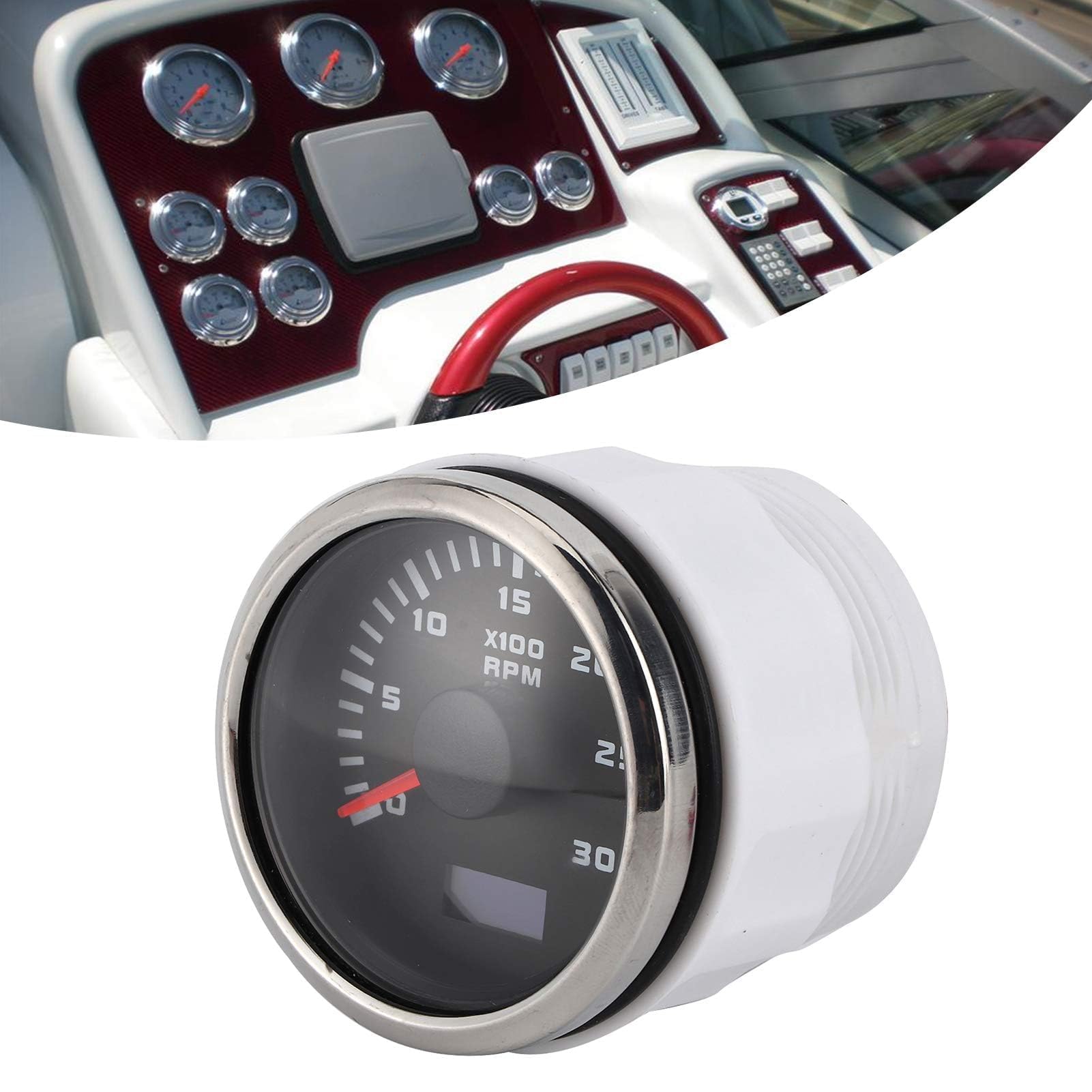 Tacómetro, 2 Pulgadas, 3000 RPM, Tacómetro para Barco, Pantalla LCD, Tacómetro para Coche, Motocicleta, Maquinaria de Ingeniería, Motor Fuera de Borda para Tacómetro de Coche, Tacómetro LCD, Tacómetro