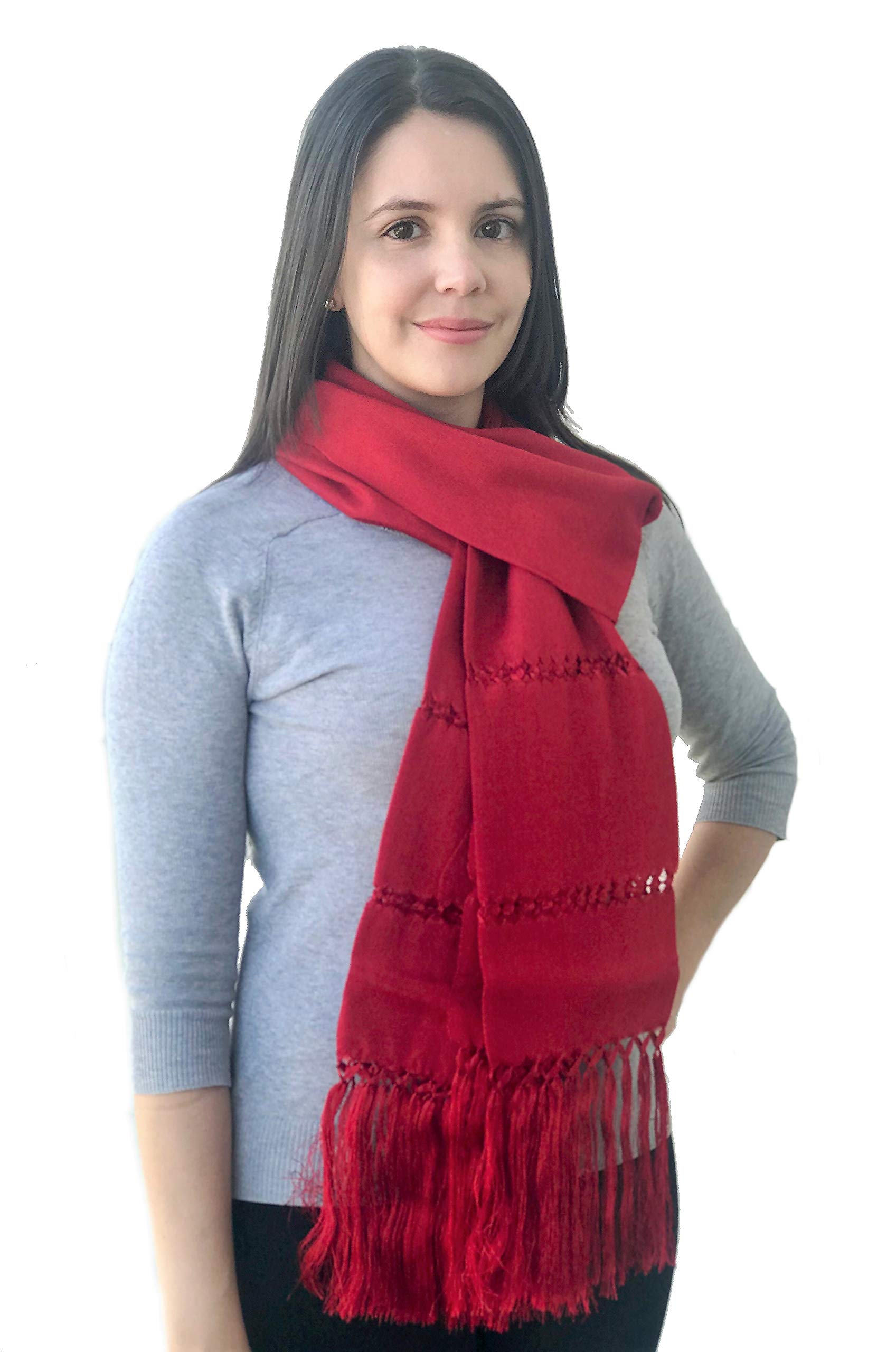 Alkimia Inc Red Mexican Handmade Fiesta Rebozo Shawl Large (Red)