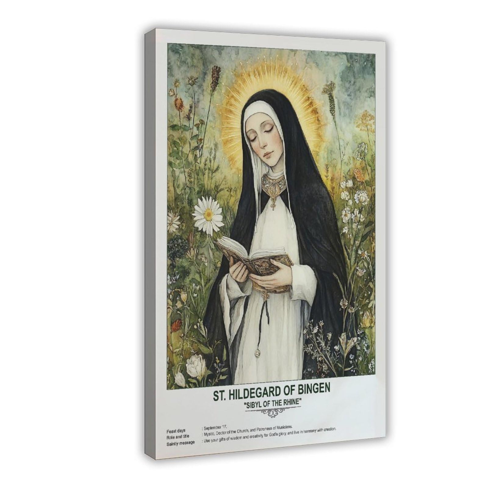 Fcoje Style-30 St. Hildegard Of Bingen,Religious_beliefs Canvas Wall Art Print Poster For Home School Office Decor Frame 12X18inch