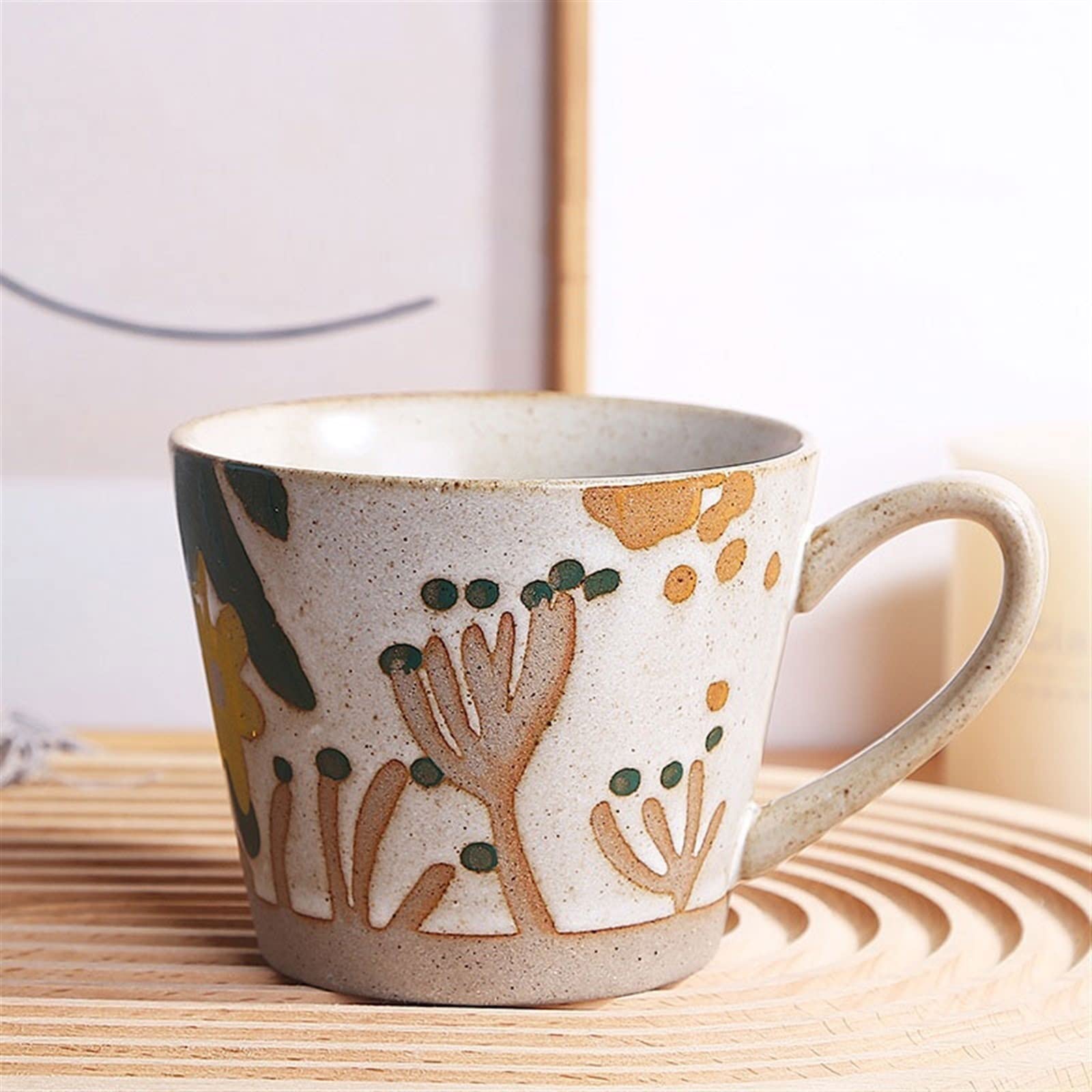 Taza Taza de Agua Taza de cerámica Retro con Forma de Mariposa y Flores Taza de café de Alto Color Pintada a Mano 370 ml Taza de Agua for el hogar Hecha a Mano Vaso Aislado