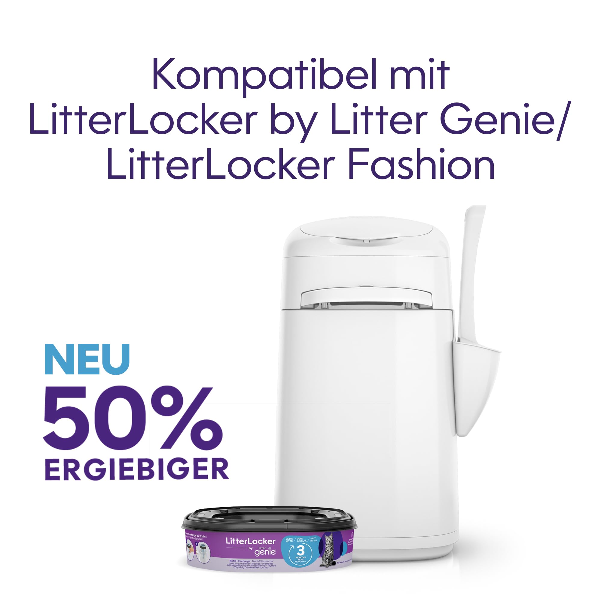 Litter Genie LitterLocker by, 3er-Pack XL-Nachfüllkassette, Original-Spezialfolie mit Geruchsbarriere garantiert 100% Geruchsschutz
