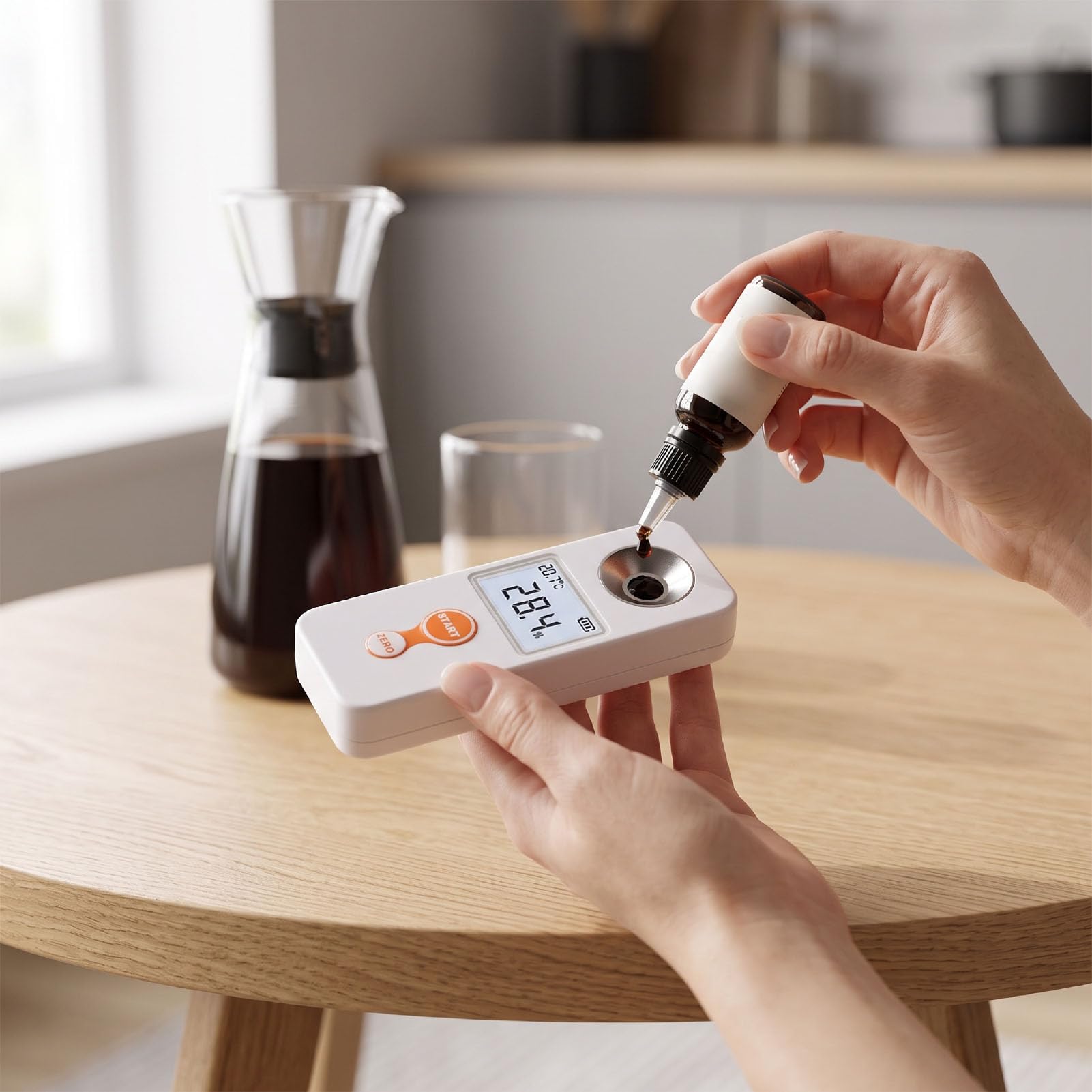 Refractómetro Digital Portátil para Frutas 0-32%, para Dulzura de Jugos