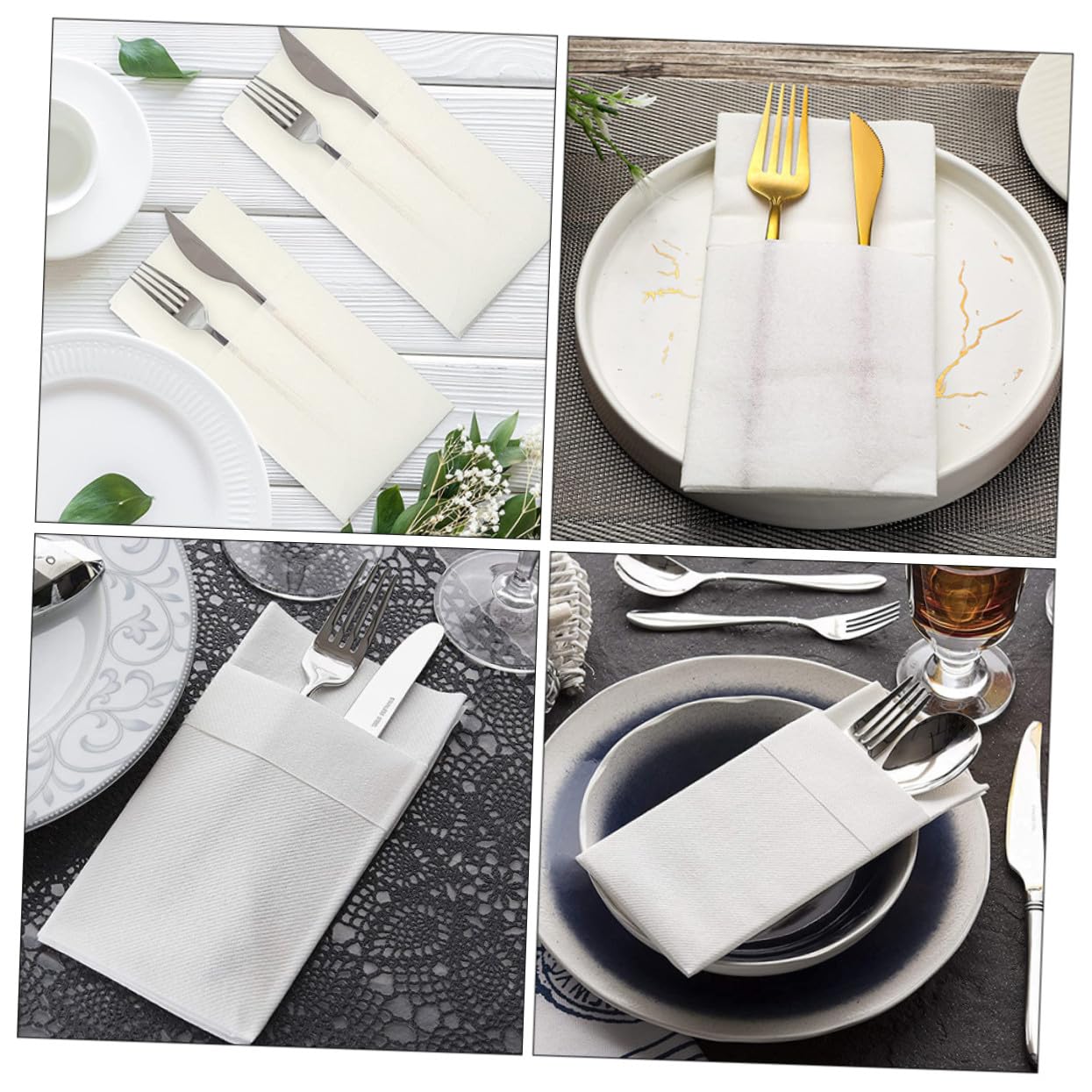 50 pezzi Carta da Incarto per Posate di Tovaglioli da Tavola Portatili per Ristoranti Hotel Picnic