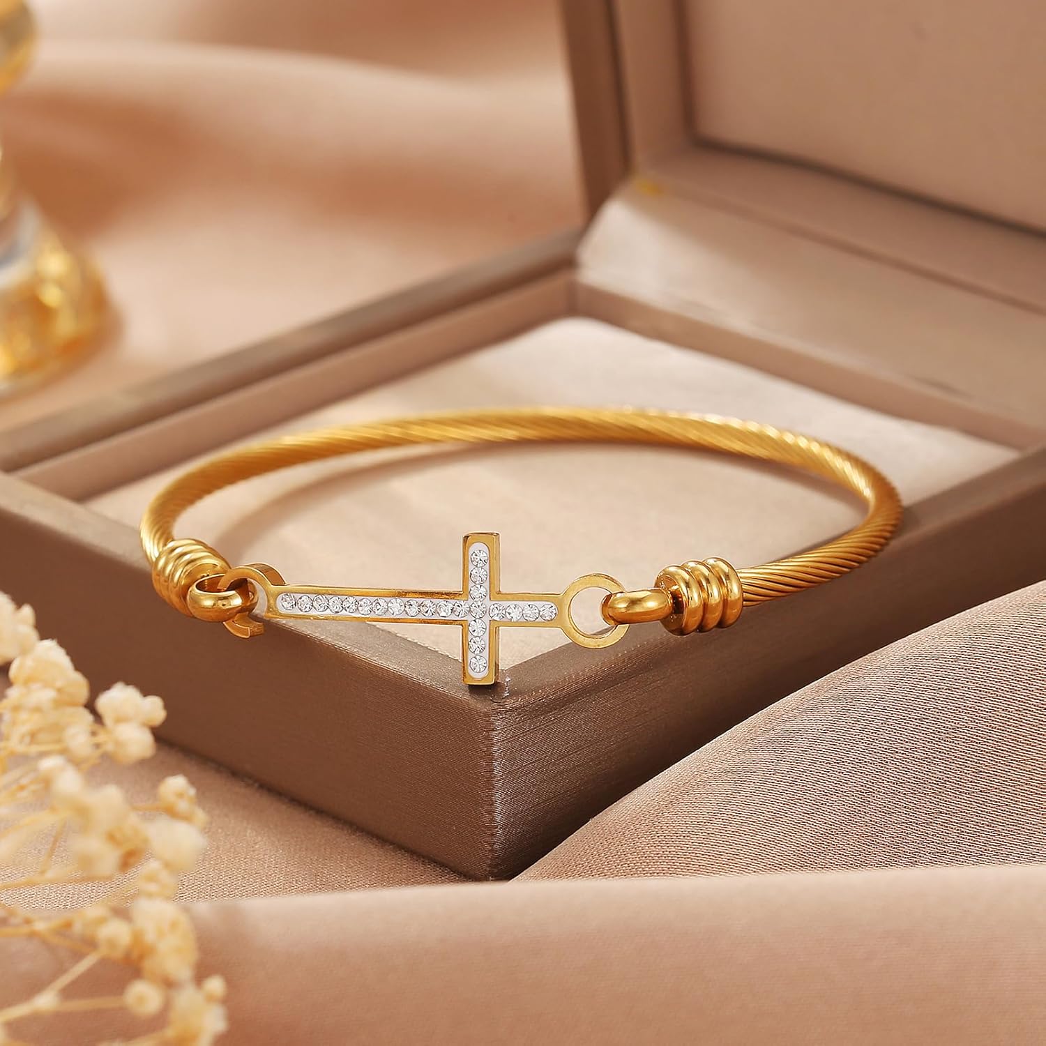 DS Religious Gift for Her Christian Cross Bracelet Bible Verse God is Within Her She Will Not Fall Inspirational Bracelets For Women Stainless Steel Jewelry Gift To Daughter Best Friend - Image 3