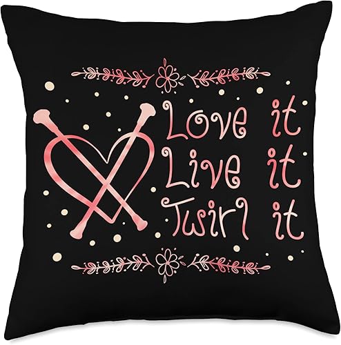 Women baton twirler Gift majorette Baton twirling Love It Live Twirler Baton - Almohada giratoria 18 x 18 pulgadas multicolor