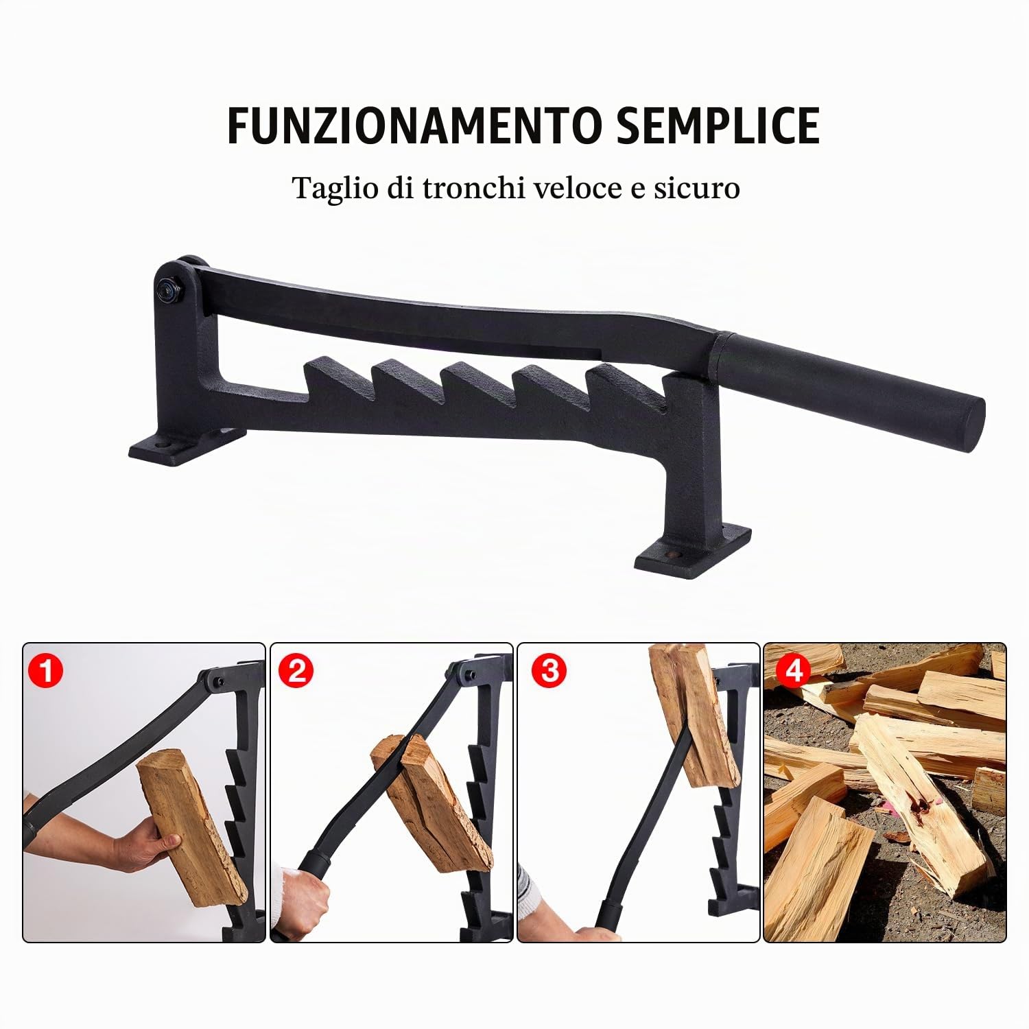 TOPWAY Spaccalegna manuale per legna da ardere portatile a parete, spaccalegna con manico extra sostituibile da 40 cm per uso domestico, interno, esterno, campeggio