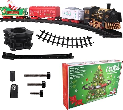 Miniatura 5 de Tren eléctrico suspendido de Navidad, función de arranque y pausa fácil, material ABS, tren ferroviario de funcionamiento con batería, juguete