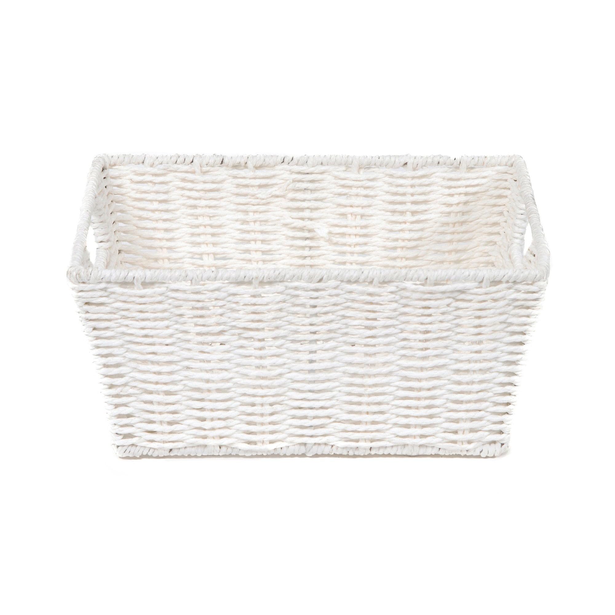 Compactor Etna Cesto Rettangolare in Carta Intrecciata a Mano, Bianco, 31 x 24 x H. 14 cm, RAN6544