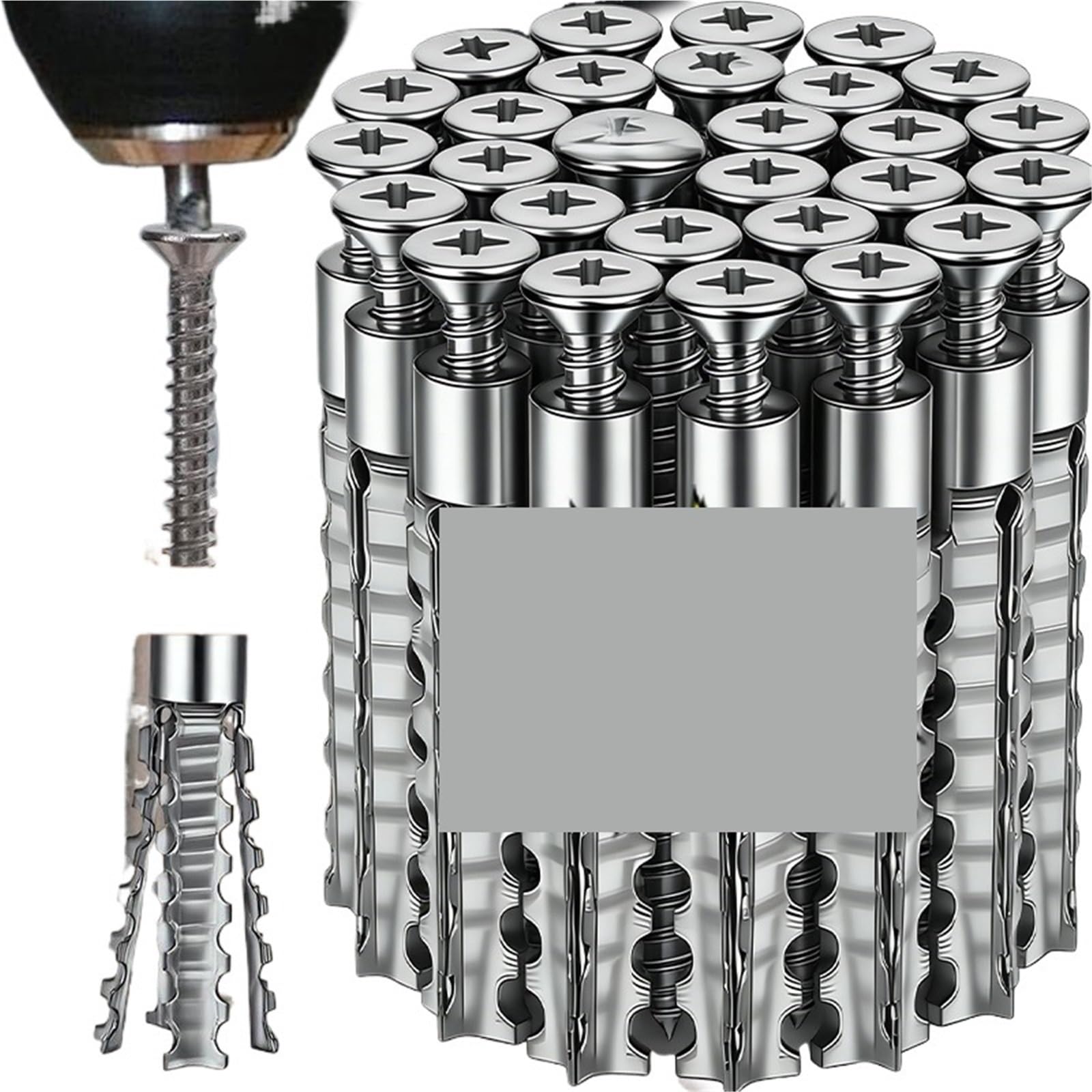 Expansionsschraube Gezahnter Dübel aus Kohlenstoffstahl, Expansionsrohr, selbstschneidende Schrauben, Hohlwandbefestigung(6mm- 100 Sets)