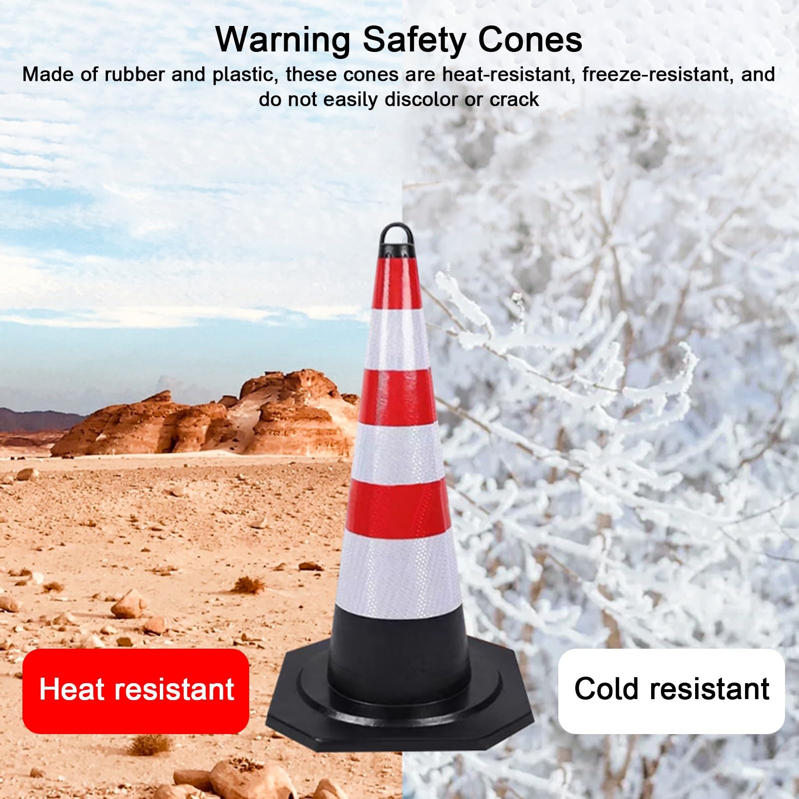Cone de Chantier, Cone de Signalisation, avec Anneau Réfléchissant et Poignée, Base Stable, Couleurs Vives, Utilisables en Intérieur et en Extérieur (lot De 10)(70 * 36 * 36cm/28 * 14 * 14in)