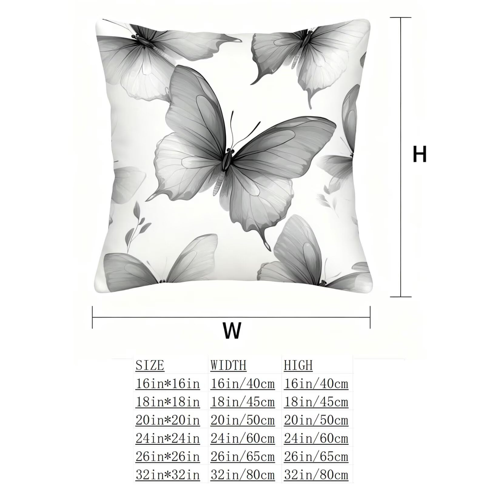 Gris Funda Cojin 60x60 Mariposa Funda Almohada 60x60 Cojines Sofa Súper Suave Fundas Cojines Decorativos Fundas Almohadas 4 Piezas Cervicales y Cuello, para Hogar Sofa Cama Salon Decoracion E - 909