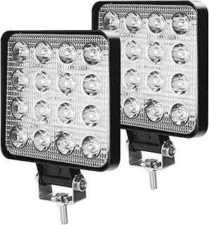 AOHEWEI 2 Pcs 4 Inch Square Led Work Light, 48W Headlight Spot Beam, 12V 24V Waterproof Outdoor Driving Lights Fog Lamp for Car Offroad Boat Truck 4x4 SUV ATV Tractors Excavator