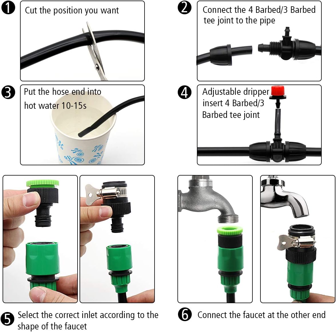 Drip Irrigation Kits, 100ft/30M Father Day Garden Plant Watering Sprinkler System with Distribution Tubing Hose Adjustable Nozzles, Automatic Mist Cooling Irrigation Set for Garden Lawn, Patio : Patio, Lawn & Garden