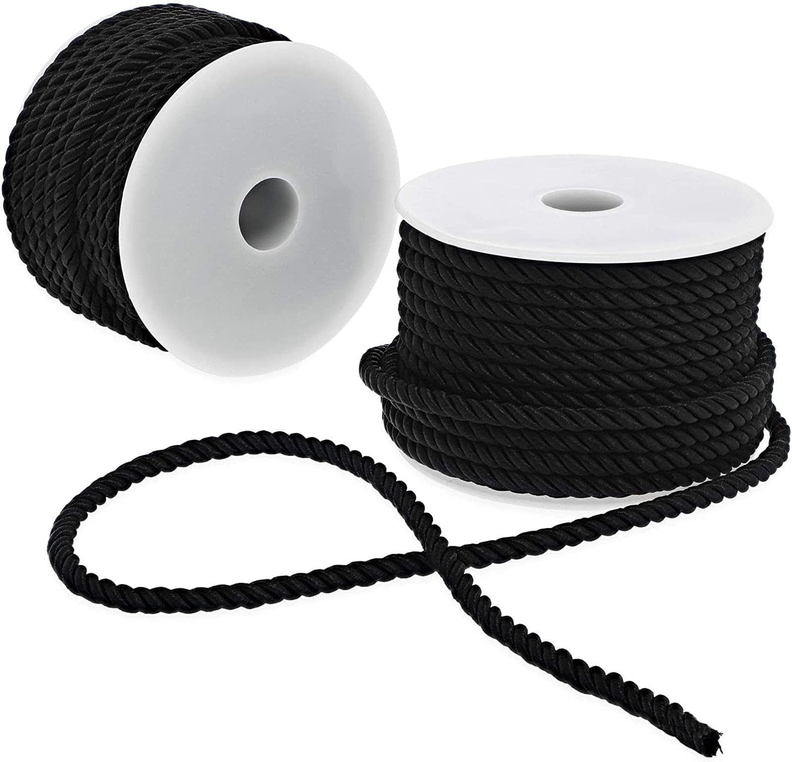 Black Craft Rope Cord, Twisted Trim String (36 Yards, 2 Pack)