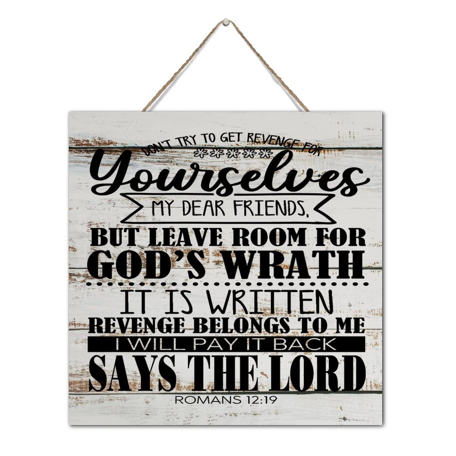 Plaque en bois Don't Try to Get Revenge pour habiller un mur vide sans percer