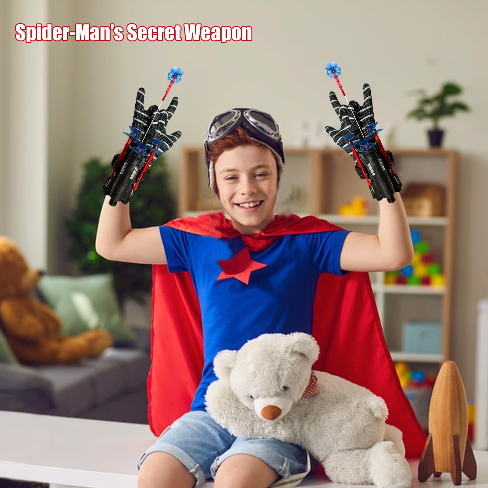 TKGEOUE Set di 2 Guanti Spiderm Giochi da Bambini Spiderm Web Launcher Toy Spiderm Launcher Glove Bambino Spiderm Man Toys Cosplay Giocattoli da Polso Set