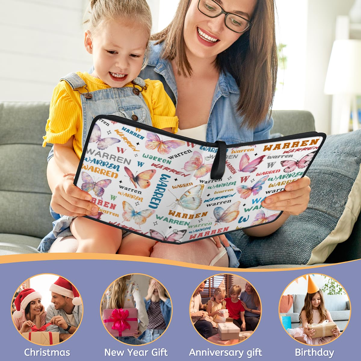 Top-Loaders-for-Cards - Carpeta de tarjetas coleccionables con nombre personalizado, 9 bolsillos, carpeta de tarjetas deportivas como regalo para mujeres, hombres, niños, niñas, niños, mariposas rosas